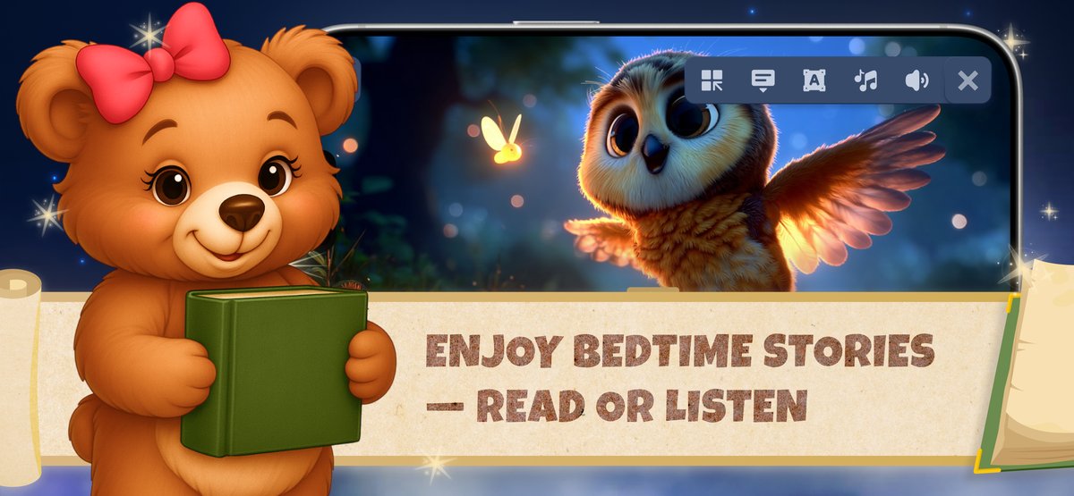 Read along on screen or listen to the narrated bedtime story