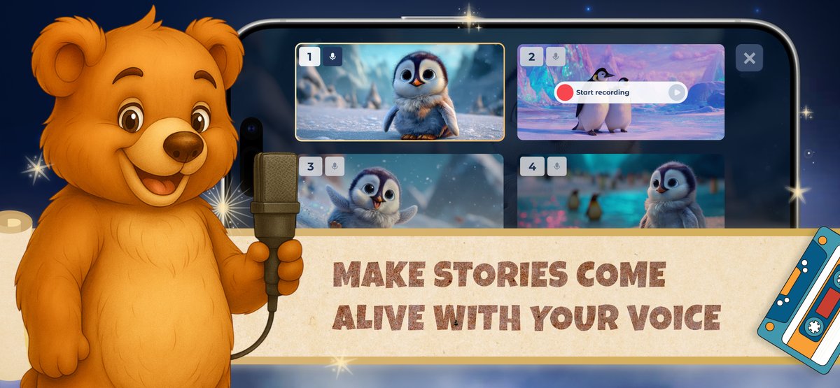 Record your own voice to narrate the story scene by scene